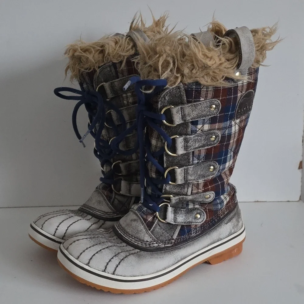 SOREL | Tofino II women's waterproof Snow boots plaid waxed canvas coated Sz 6